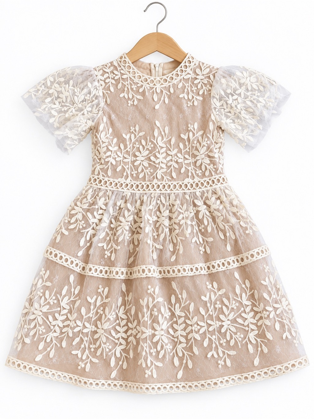Ivy City Blush Floral Embroidered Lace Dress Girls 9/10Y